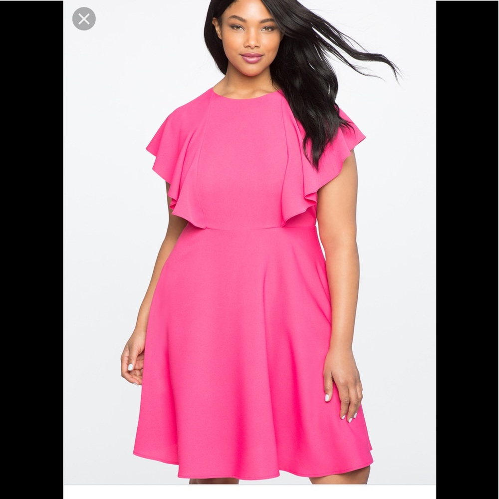 Eloquii Tie Flutter sleeve dress Hot pink size 18